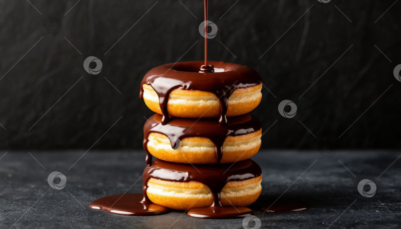 Скачать Пончики, посыпанные шоколадом на черном фоне фотосток Ozero