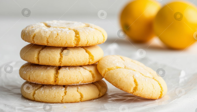 Скачать Лимонное печенье с крекерами на белом фоне фотосток Ozero