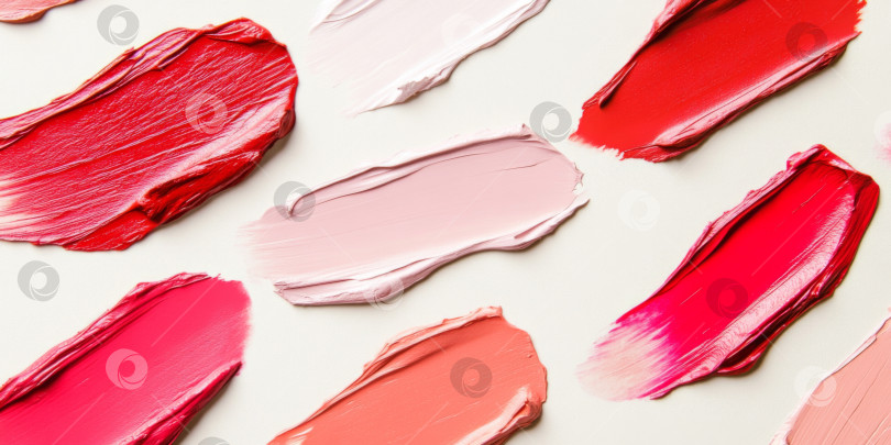 Скачать Текстуры косметики для губной помады распределяются различными цветами, создавая абстрактный фон фотосток Ozero