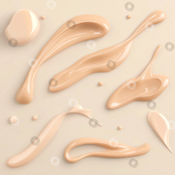 Скачать Жидкие текстуры косметики, нанесенные с помощью крема-хайлайтера, абстрактный фон фотосток Ozero