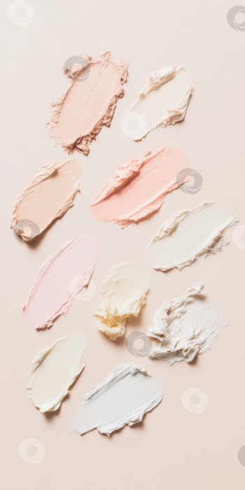 Скачать Жидкие косметические текстуры с нанесенным хайлайтером и тональным кремом фотосток Ozero