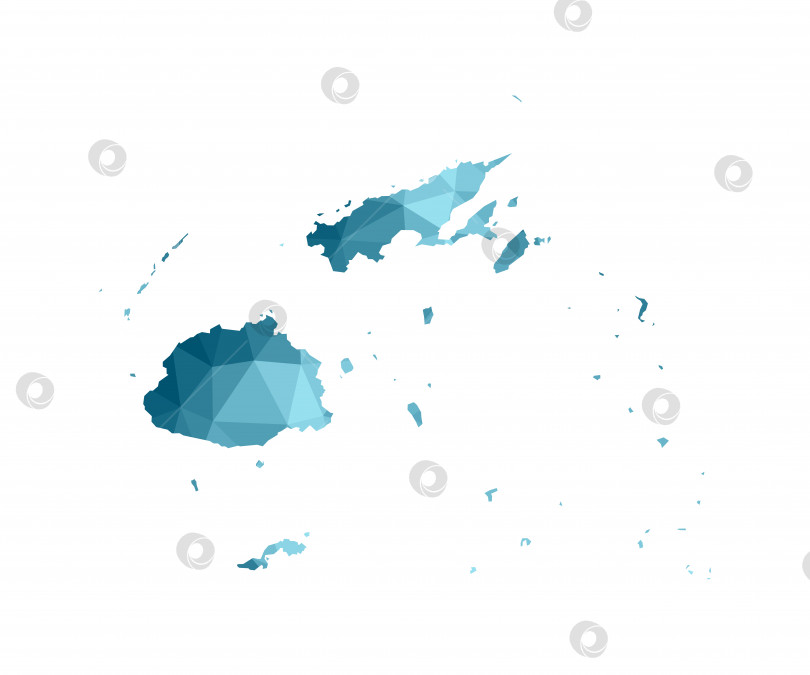 Скачать Векторный значок изолированной иллюстрации с упрощенным синим силуэтом карты Фиджи. Многоугольный геометрический стиль, треугольные формы. Белый фон фотосток Ozero
