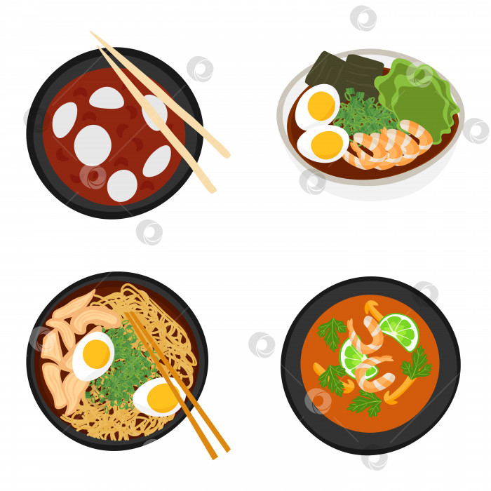 Скачать Суповой набор азиатской кухни фотосток Ozero