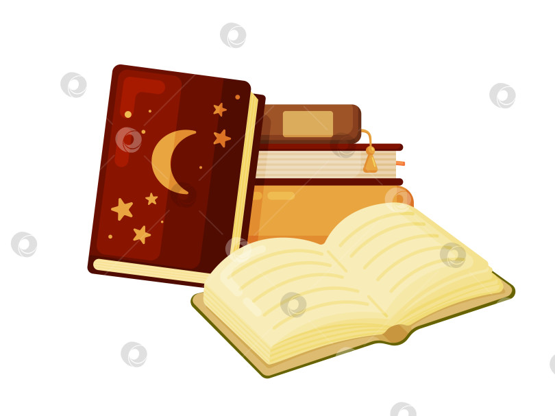 Скачать Стопка книг с открытым Волшебным томом фотосток Ozero