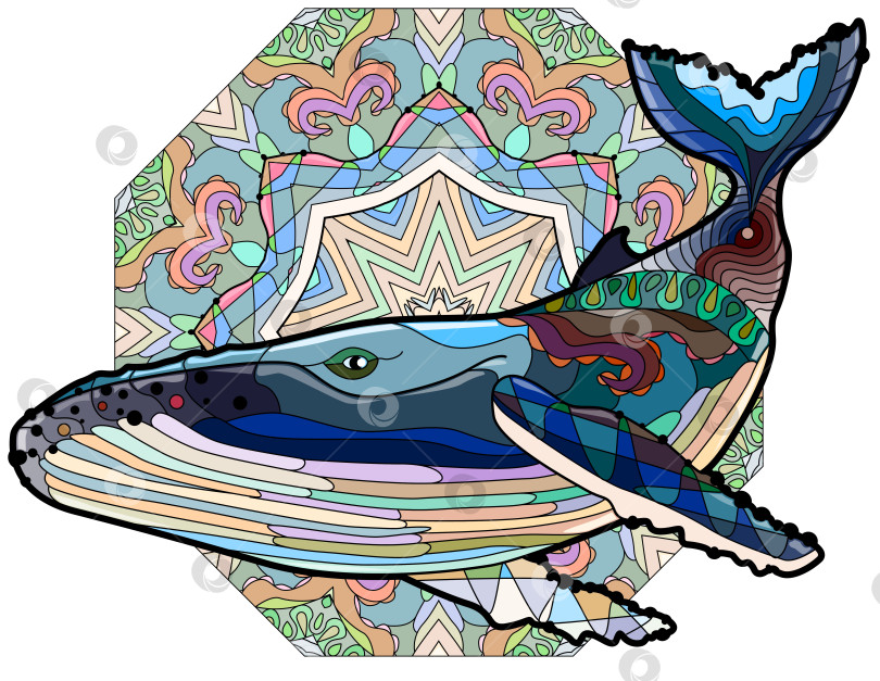 Скачать Плавающий кит для раскраски против стресса. фотосток Ozero