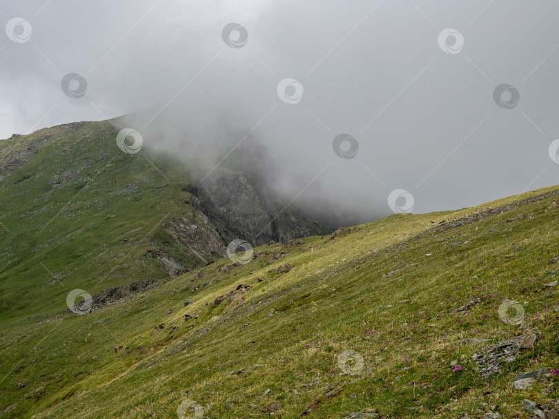 Скачать Густые облака, низкие тучи в горах. фотосток Ozero