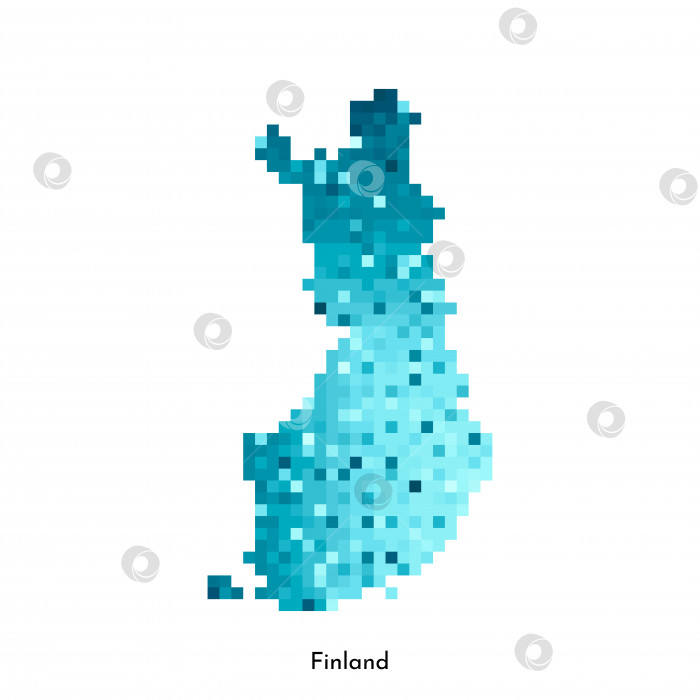 Скачать Векторная изолированная геометрическая иллюстрация с упрощенным льдисто-голубым силуэтом карты Финляндии. Стиль пиксельной графики для шаблона NFT. Точечный логотип с градиентной текстурой для дизайна на белом фоне фотосток Ozero