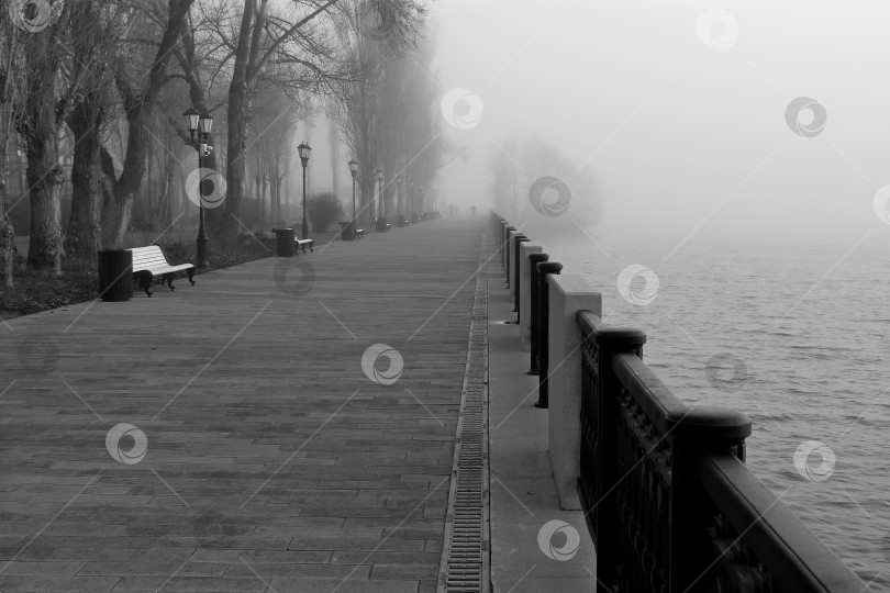 Скачать Туманное утро на набережной фотосток Ozero