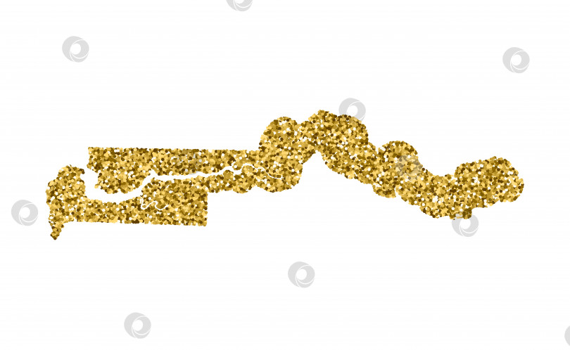 Скачать Векторная изолированная иллюстрация с упрощенной картой Гамбии. Украшен блестящей текстурой золотого глиттера. Оформление поздравительной открытки к новогодним и рождественским праздникам фотосток Ozero