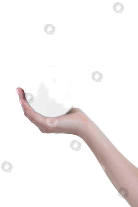 Скачать Макет руки на белом фоне. на вашей ладони. Пустая женская рука, изолированная на белом фоне. фотосток Ozero
