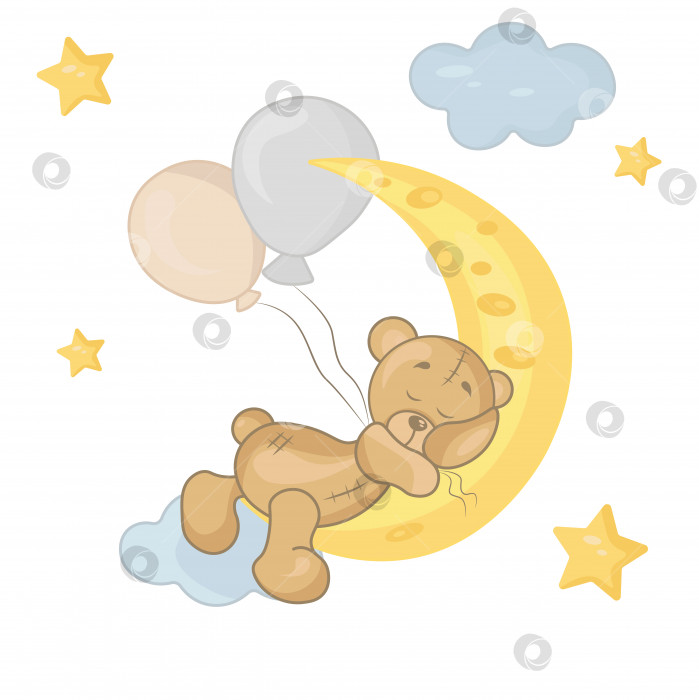 Скачать векторная детская иллюстрация медведя на Луне фотосток Ozero