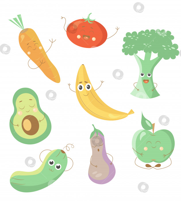 Скачать векторная иллюстрация со здоровыми овощами и фруктами фотосток Ozero