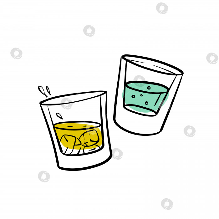Скачать Напитки с алкоголем. Векторная иллюстрация в стиле каракули. фотосток Ozero