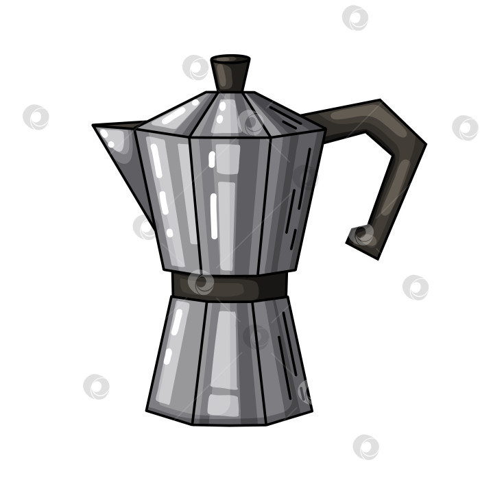 Скачать Рисованная иллюстрация кофеварки Moka Pot фотосток Ozero