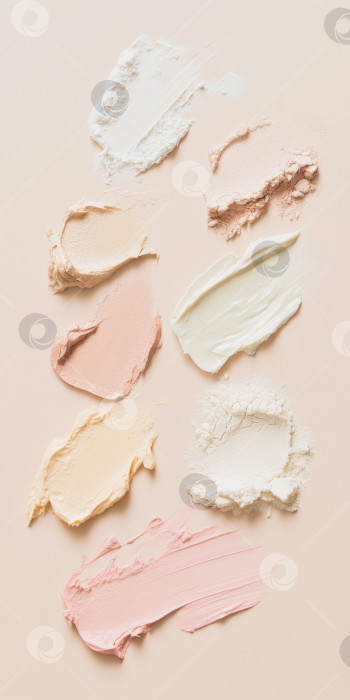 Скачать Жидкие косметические текстуры с нанесенным хайлайтером и тональным кремом фотосток Ozero