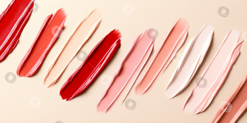 Скачать Текстура губной помады размазывается различными цветами для создания фона косметики фотосток Ozero