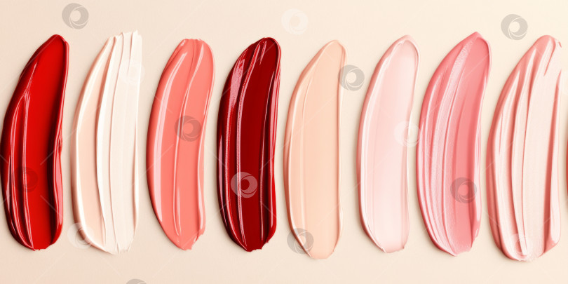 Скачать Текстура губной помады размазывается различными цветами для создания фона косметики фотосток Ozero
