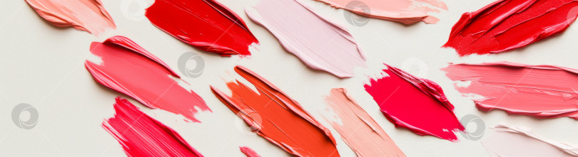 Скачать Текстуры косметики для губной помады распределяются различными цветами, создавая абстрактный фон фотосток Ozero