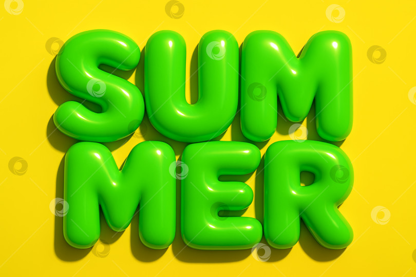 Скачать Летний текст, выделенный жирными зелеными буквами на желтом фоне, в яркой сезонной тематике фотосток Ozero