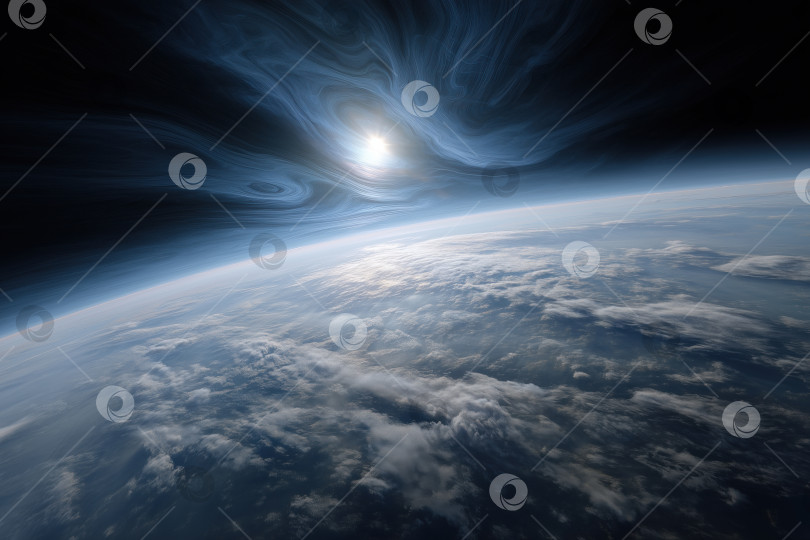 Скачать Вид экзопланеты в системе с планетарной туманностью фотосток Ozero