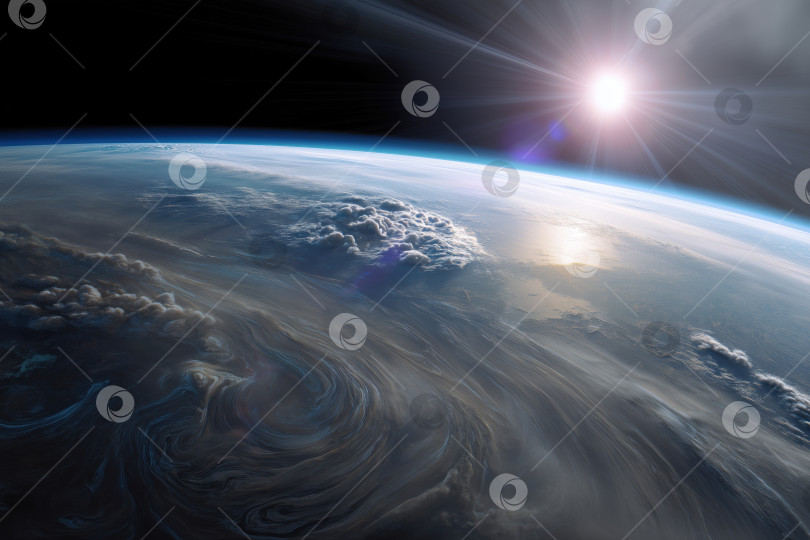 Скачать вид экзопланеты с активной облачной атмосферой с орбиты фотосток Ozero