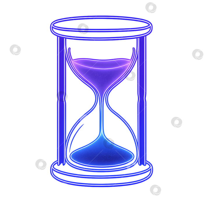 Скачать Неоновые песочные часы синего цвета фотосток Ozero