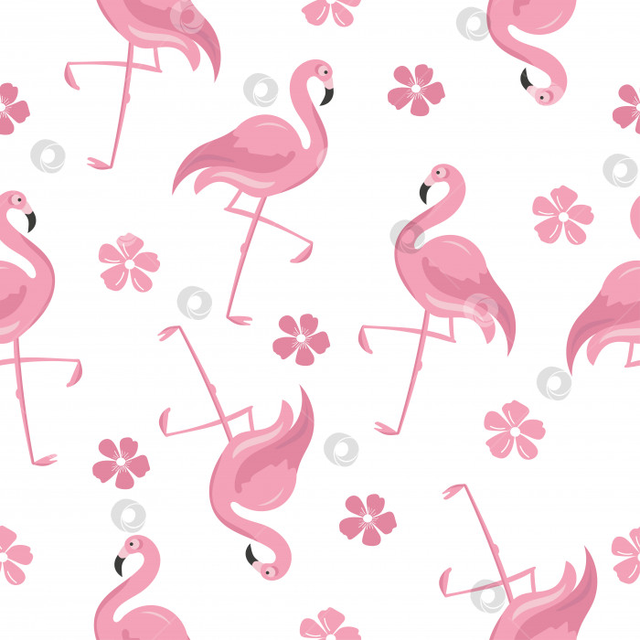 Скачать Бесшовный узор с розовым осенним фламинго и цветами фотосток Ozero