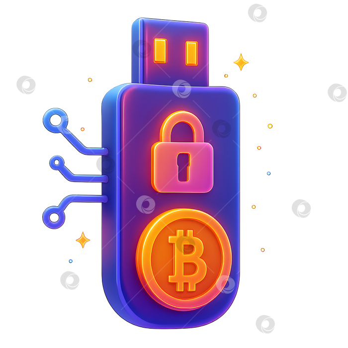 Скачать Неоновая флешка с защитой Bitcoin фотосток Ozero