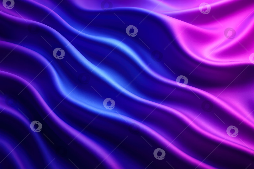Скачать Яркая демонстрация плавных волн в глубоких фиолетовых и синих тонах, подчеркивающих элегантность ткани, изящно струящейся в современном абстрактном дизайне фотосток Ozero