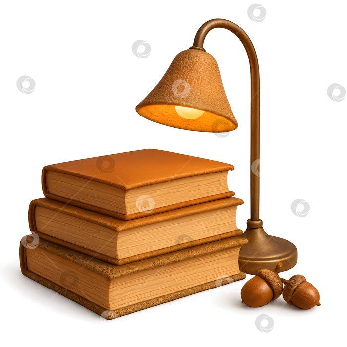 Скачать Три винтажные книги с изящной настольной лампой фотосток Ozero