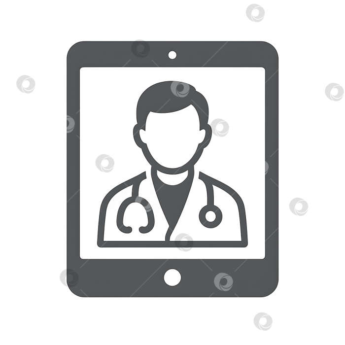 Скачать Иконка телемедицины с врачом на планшете фотосток Ozero