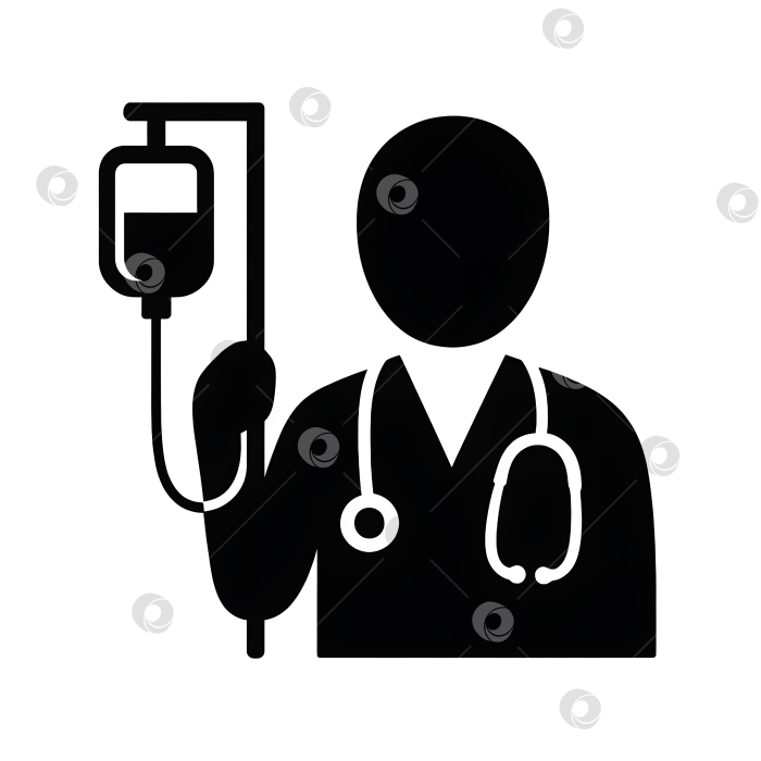 Скачать Силуэт врача с капельницей и стетоскопом фотосток Ozero