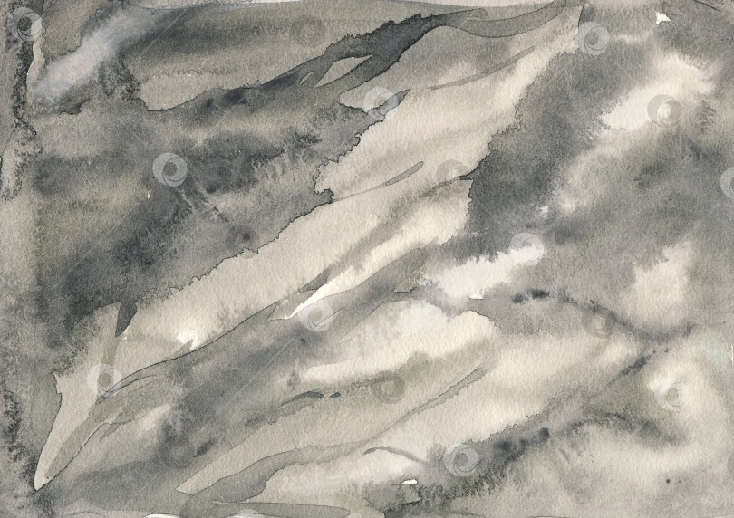 Скачать Акварельная монохромная текстура имитации мрамора. Абстрактный черно-белый каменный фон. Иллюстрация, нарисованная от руки. фотосток Ozero