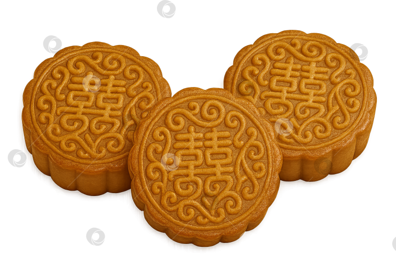 Скачать Лунные пирожные на фестивале середины осени, выделенные на белом фоне фотосток Ozero