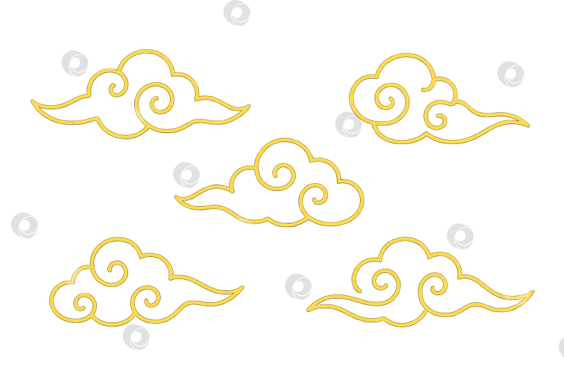 Скачать Золотые клубящиеся облака для украшения праздника середины осени, выделенные на прозрачном фоне фотосток Ozero