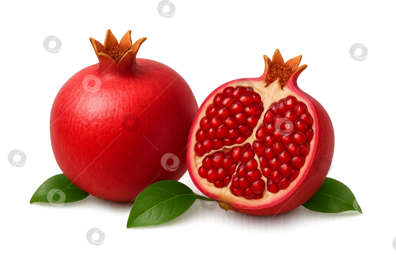 Скачать Гранат, изолированный листьями на прозрачном фоне, для фестиваля середины осени фотосток Ozero