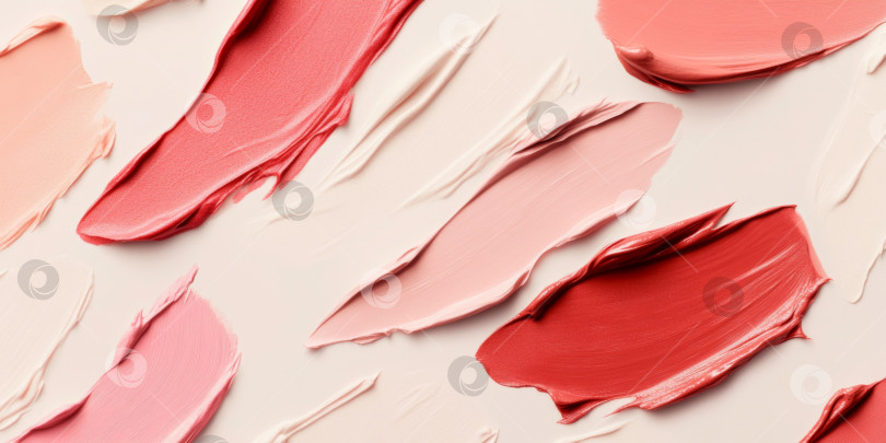 Скачать Текстуры косметики для губной помады распределяются различными цветами, создавая абстрактный фон фотосток Ozero