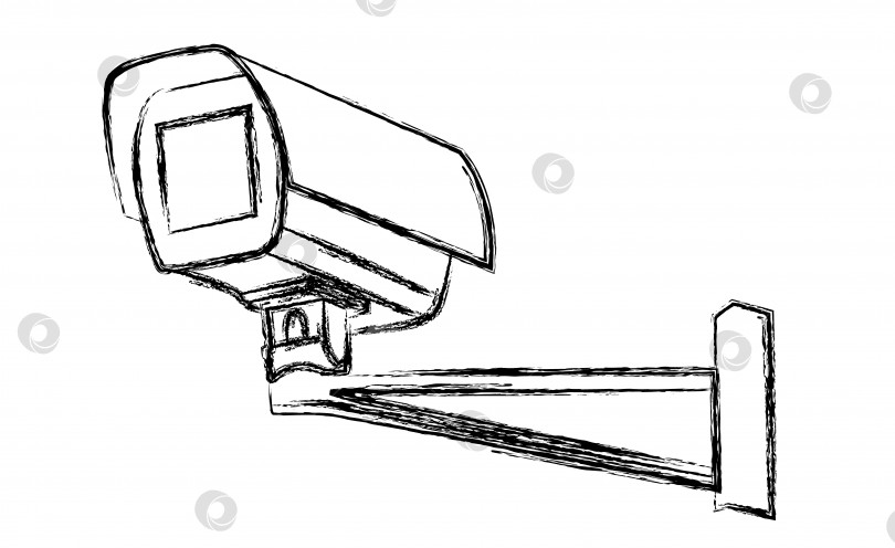 Скачать Черно-белый предупреждающий знак камеры наблюдения (CCTV). Векторная иллюстрация фотосток Ozero