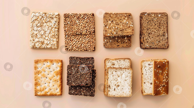 Скачать Разнообразные лепешки и тосты из цельного зерна, приготовленные в качестве основы фотосток Ozero