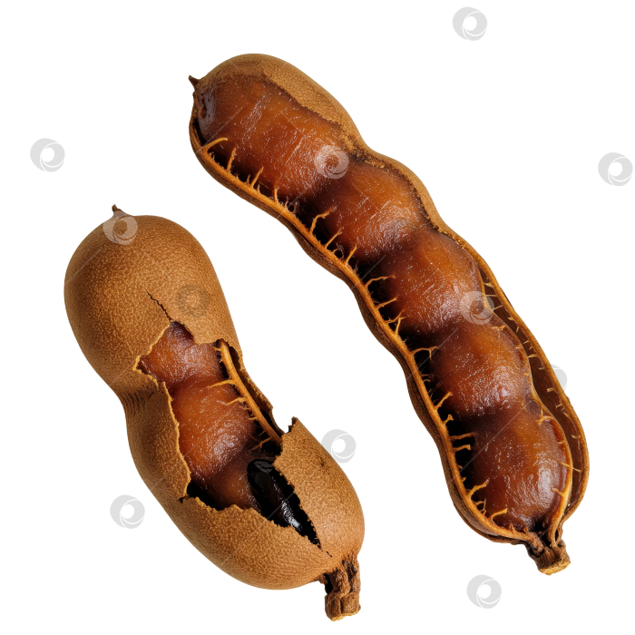 Скачать Свежий, спелый фрукт тамаринда на прозрачном фоне. Полезный тропический ингредиент для приготовления блюд и закусок. Экзотический урожай. фотосток Ozero