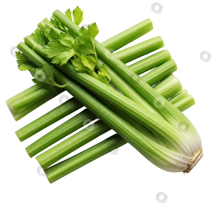 Скачать Свежие зеленые стебли сельдерея с листьями на прозрачном фоне - основа здорового питания и натуральных ингредиентов. фотосток Ozero