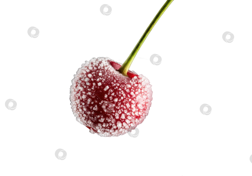 Скачать Замороженная вишня с инеем и кристалликами льда на зеленой ножке. Свежие органические фрукты для здорового питания и с натуральным вкусом. Выделенные на прозрачном фоне, они подчеркивают концепцию еды и напитков. фотосток Ozero