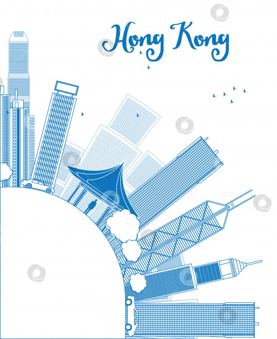 Скачать Очертите горизонт Гонконга с помощью такси и копировального пространства фотосток Ozero