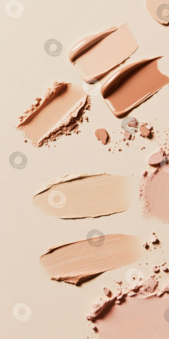 Скачать Жидкие косметические текстуры с нанесенным хайлайтером и тональным кремом фотосток Ozero