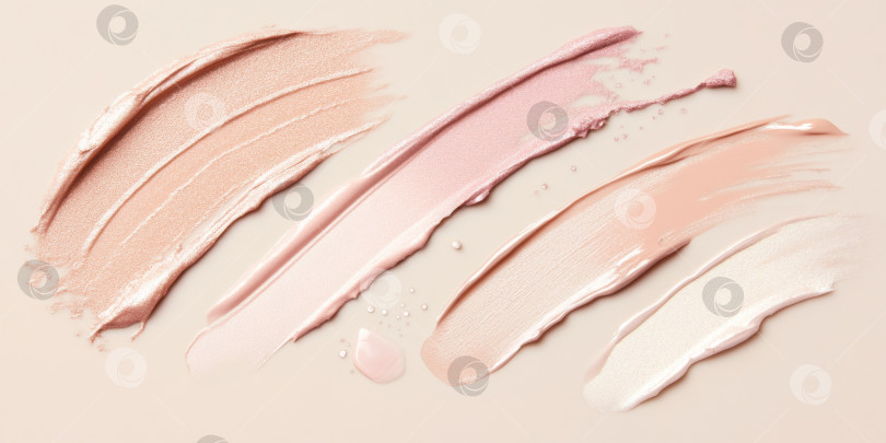 Скачать Жидкие косметические текстуры с нанесенным хайлайтером и тональным кремом фотосток Ozero