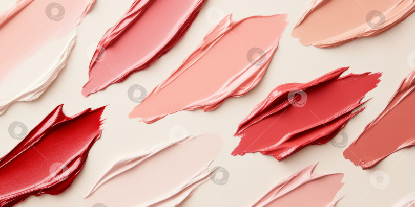 Скачать Текстуры косметики для губной помады распределяются различными цветами, создавая абстрактный фон фотосток Ozero