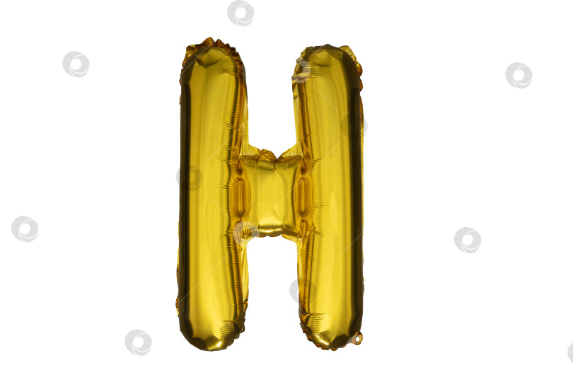 Скачать Золотая надувная буква H, выделенная на белом фоне. фотосток Ozero