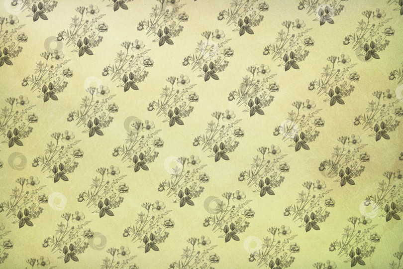 Скачать Старые винтажные обои с повторяющимся цветочным рисунком. Лист из винтажного блокнота с цветами. фотосток Ozero