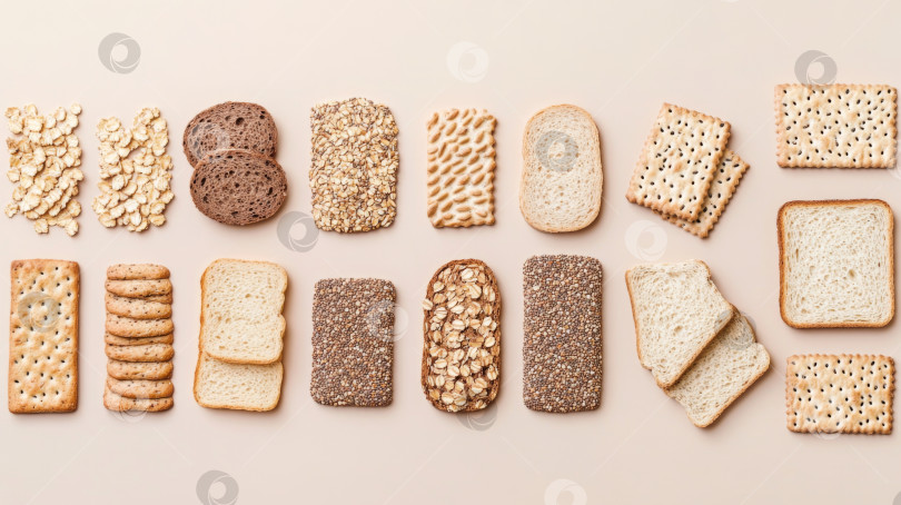 Скачать Разнообразные лепешки и тосты из цельного зерна, приготовленные в качестве основы фотосток Ozero