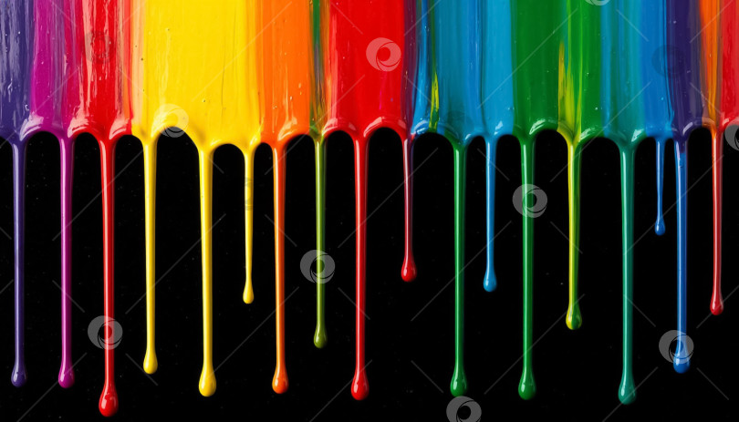 Скачать Радужные капли масляной краски на черном фоне. фотосток Ozero